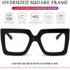 AIEYEZO Oversized Square Blue Light Glasses for Women Cute Big Frame Glasses Fashion Clear Multi-Color Computer Eyewear (Black) view 4
