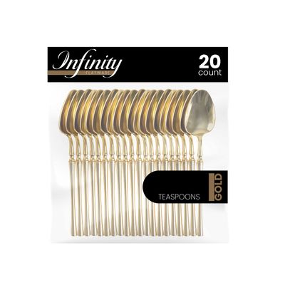 PlasticPro 20 Count Gold Plastic Tea Spoons Premium Quality Heavy Duty Disposable Elegant Silverware Tea Spoons for Party