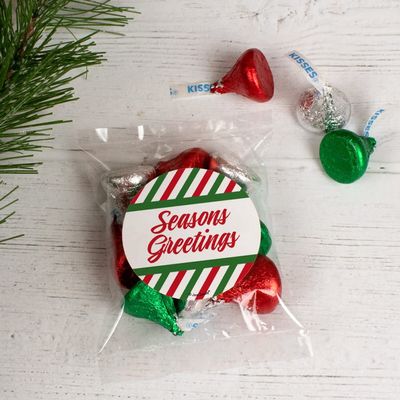 24ct Christmas Candy Party favors Candy Bag with Kisses Chocolate (24 Pack) - Season's Greetings