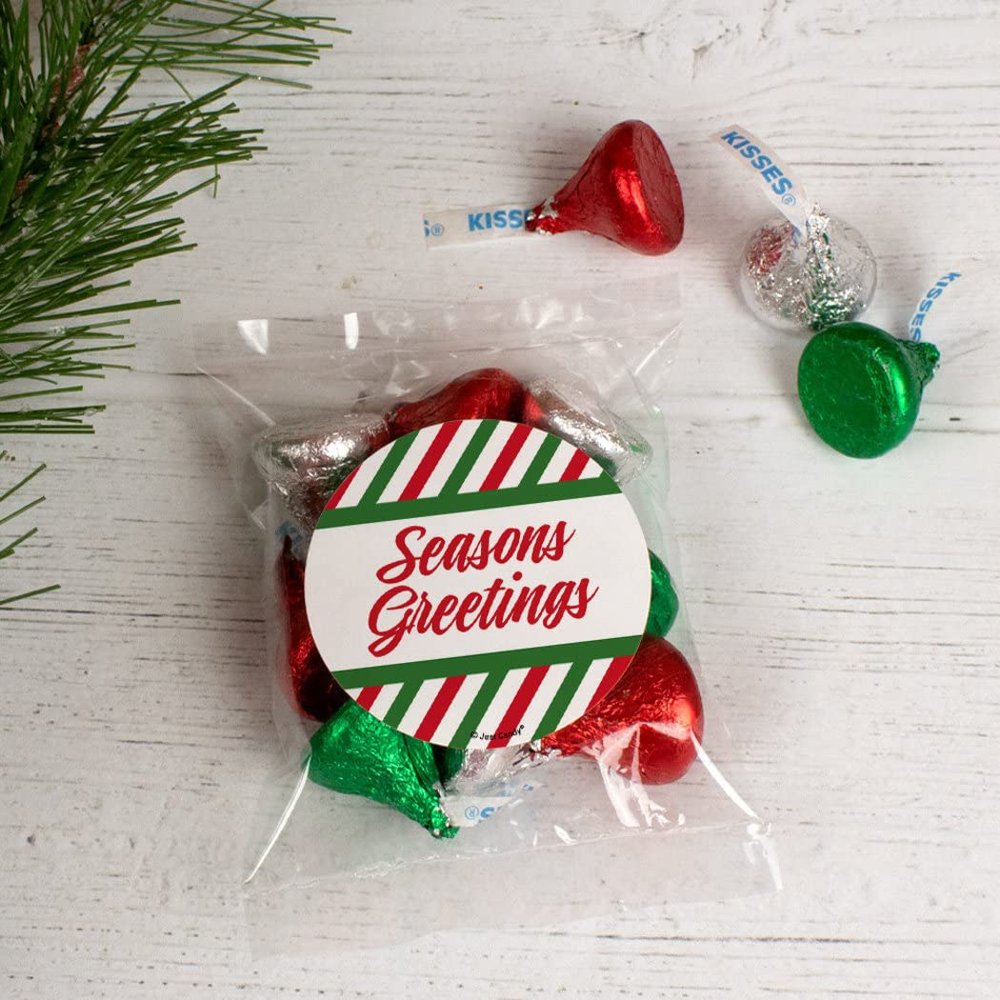 24ct Christmas Candy Party favors Candy Bag with Kisses Chocolate (24 Pack) - Season's Greetings