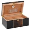 Humidor Supreme Conte Desktop Cigar Humidor, Black with Walnut Burl Decorative Inlay, Glass Hygrometer, Spanish Cedar Tray, Adjustable Dividers, Lock and Key Holds 45-80 Cigars view 2
