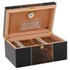 Humidor Supreme Conte Desktop Cigar Humidor, Black with Walnut Burl Decorative Inlay, Glass Hygrometer, Spanish Cedar Tray, Adjustable Dividers, Lock and Key Holds 45-80 Cigars view 3