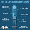 The New Primal Grass Fed Beef Sticks, Keto, Gluten Free Healthy Snacks for Adults, Sugar Free Low Carb High Protein Snack, Paleo Whole30 Jerky Meat Stick, 8g Protein, 90 Calories, 5 Pack view 3