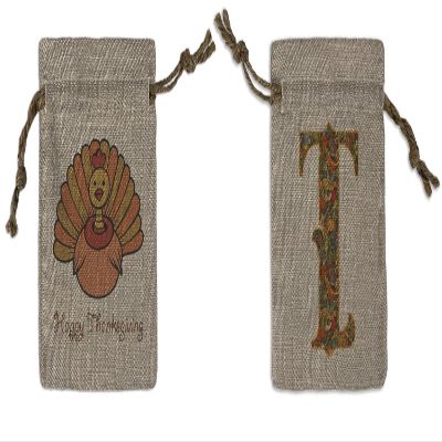 Personalized Thanksgiving Small Burlap Gift Bag - Front & Back