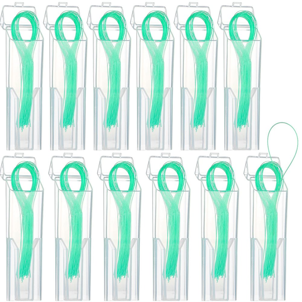 Vesici 600 Pcs Dental Floss Threader for Bridges, Braces, and Implants Dental Threader, Multifunctional Nylon Loop Design for Your Teeth, Pack of 12(Green)