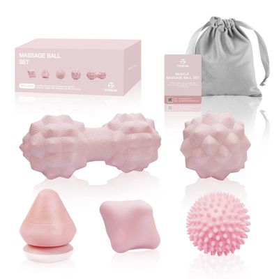 Massage Ball Set for Myofascial Trigger Point Release & Deep Tissue Massage, Firm/Soft Mountable Self/Peanut/Spiky/Hand Exercise Ball
