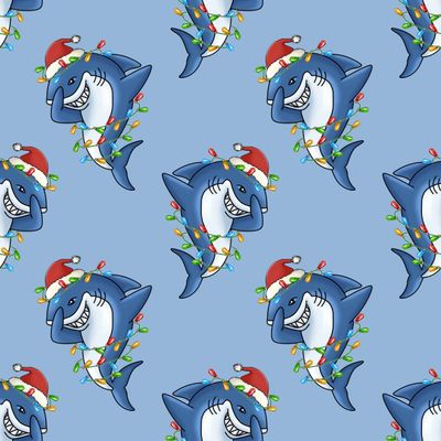 Funny Dabbing Shark Gift Wrap Thick Wrapping Paper Dab Santa Christmas Present (12 foot x 30 inch roll)