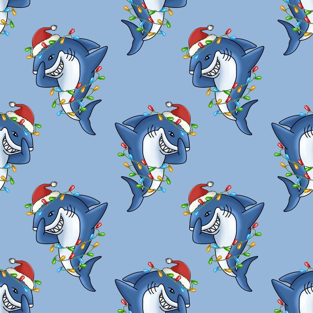 Funny Dabbing Shark Gift Wrap Thick Wrapping Paper Dab Santa Christmas Present (12 foot x 30 inch roll)