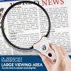 Large Magnifying Glass with Light, Magnifier Handheld Illuminated Lighted Magnifier with 3 LED Lights 1 UV Light Storage Bag Clean Cloth for Seniors Reading Inspection view 2