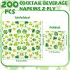 200 Pcs St. Patrick's Day Shamrock Napkins Green Cocktail Napkins Shamrock Beverage Paper Napkin Disposable Dinner Napkins Cocktail Napkin for Irish Kitchen Restaurant Parties Dinners (Delicate) view 2