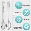 Yinkin 300 Pieces Plastic Mini Appetizer Spoon 4.53 Inch Stainless Steel Finished Silver Disposable Silverware Heavy Duty Plastic Tasting Dessert Forks for Party Wedding Catering view 2