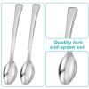 Yinkin 300 Pieces Plastic Mini Appetizer Spoon 4.53 Inch Stainless Steel Finished Silver Disposable Silverware Heavy Duty Plastic Tasting Dessert Forks for Party Wedding Catering view 3