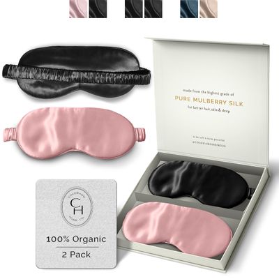 Silk Sleep Mask for Women and Men - Silk Eye Mask for Sleeping, Blindfold, Eye Covers, Pack of 2