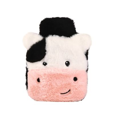 400ML Cute Rubber Cold or Hot Water Bottle Hand Warmers with Plush Cover Warm Body Bag Cute Cow