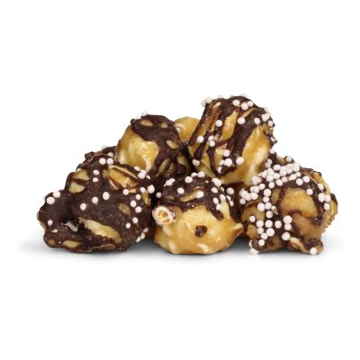 Fun & Delish Caramel Chocolate Popcorn by Its Delish, 8 Oz Bulk Bag - Festive Caramel and Chocolate Sweet Crunchy Popcorn Topped with Sprinkles of White Nonpareils - Air popped, Vegan, Kosher