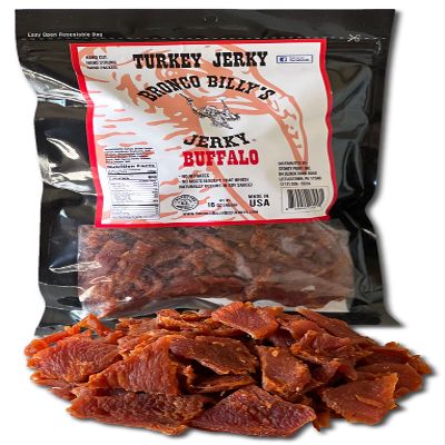 Bronco Billy's Turkey Jerky Buffalo Flavor One Pound Resealable Bag
