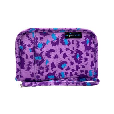 Sugar Medical Diabetes Supply Case | Medical Supplies Travel Bag | Glucose Meter Organizer | Diabetic Care Products | Glucometer Kit (Purple Leopard)