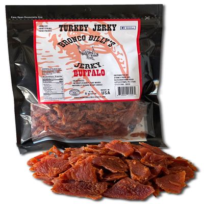 Bronco Billy's Turkey Jerky Buffalo Flavor Half Pound Resealable Bag