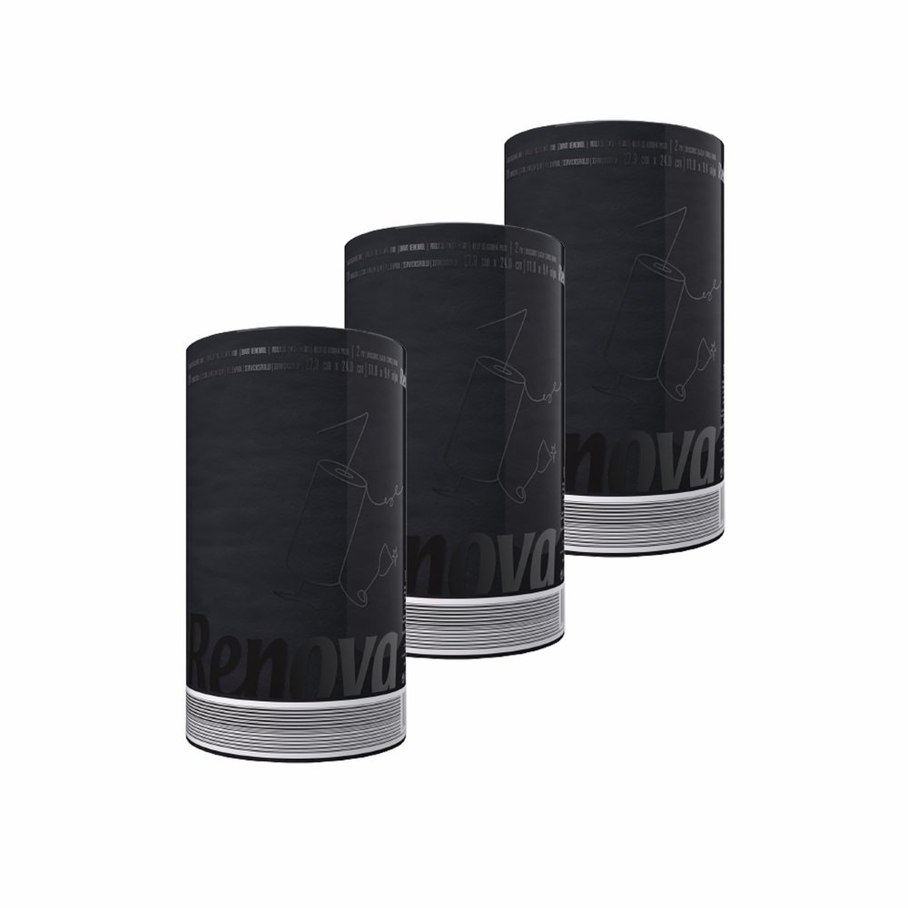 Paper Towel Jumbo Roll 2 Ply 120 Highly Absorbent Sheets Set of 3, 6 or 8 (3 Rolls, Black)