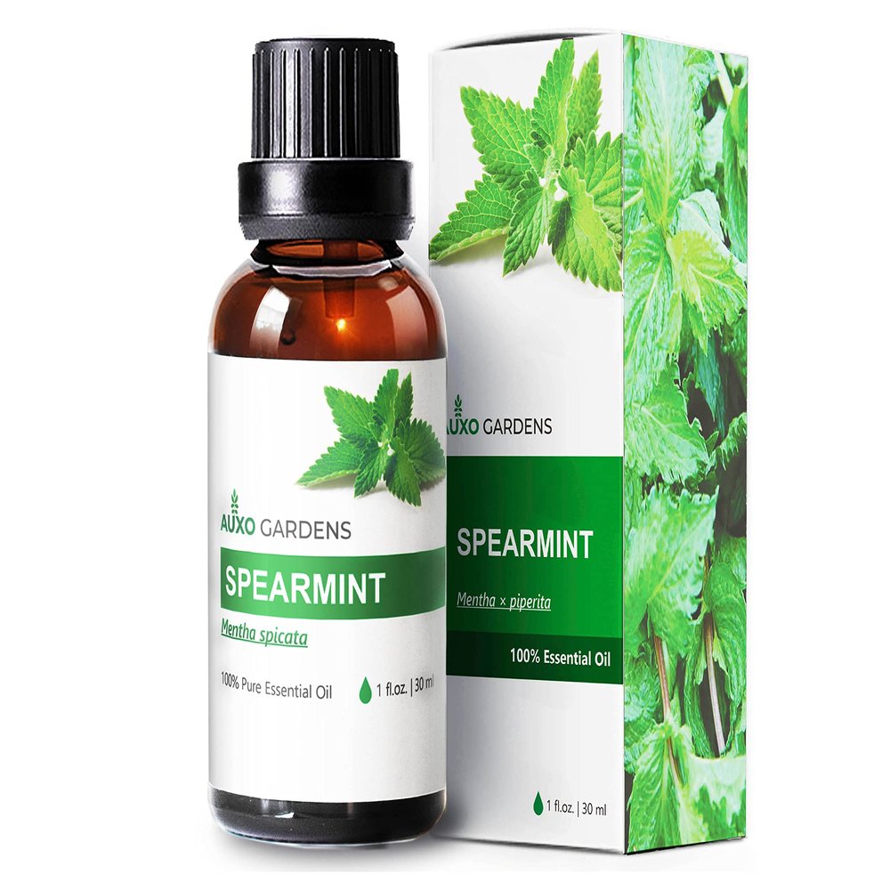 Auxo Gardens Spearmint Essential Oil 1oz (30ml) -100% Natural and Pure, Premium Quality Therapeutic Grade Essential Oil for Aromatherapy-Fresh, Sweet and Minty