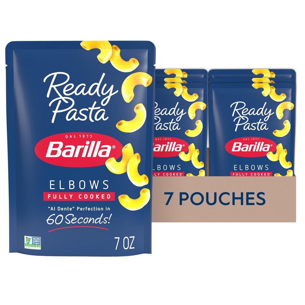 Barilla Ready Pasta, Fully Cooked Elbows Macaroni Pasta, Non-GMO & Kosher, 7 oz (Pack of 7)