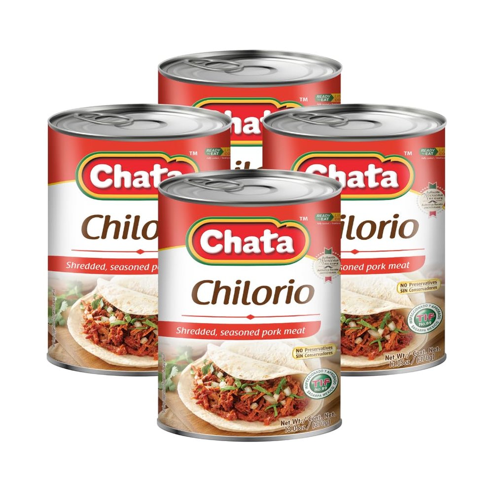 Chata Mexican Pork Chilorio, Seasoned Shredded Pork, 13.05 oz Can (Pack of 4)