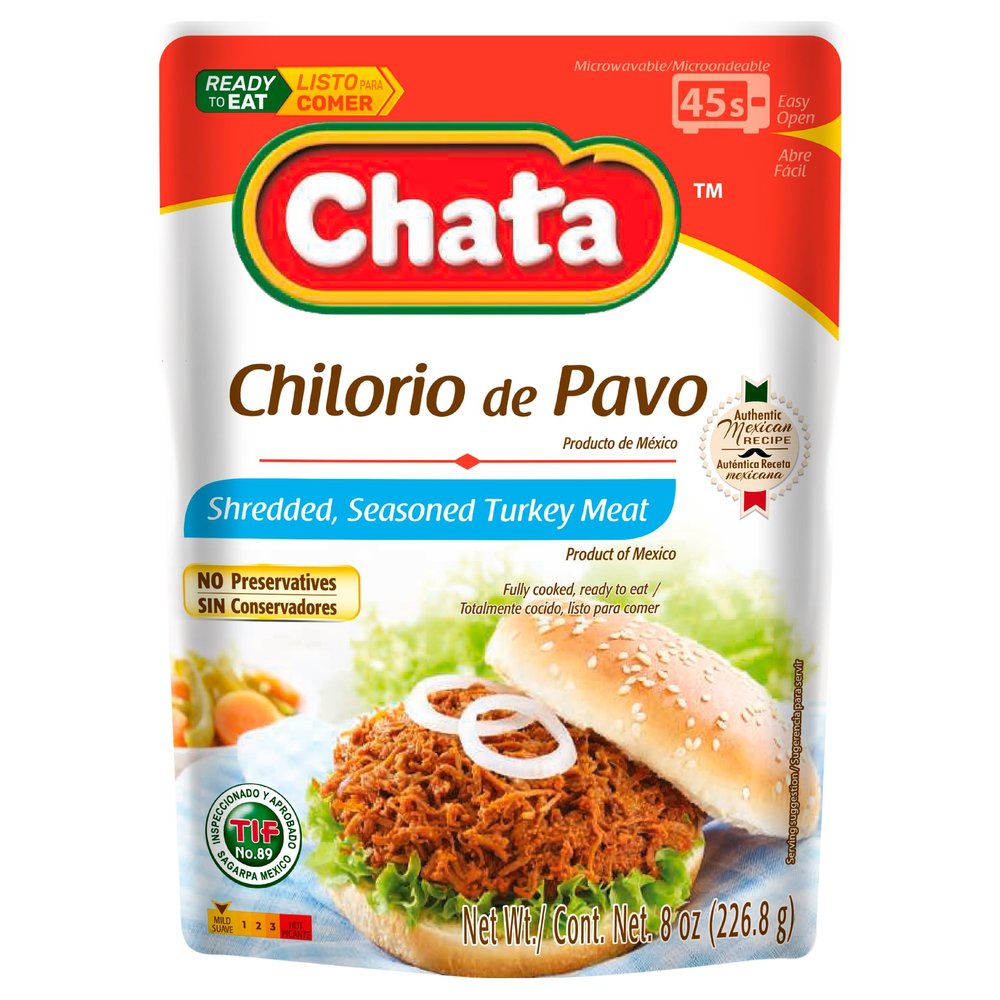 Chata Mexican Turkey Chilorio, Shredded Seasoned Turkey, 8 oz