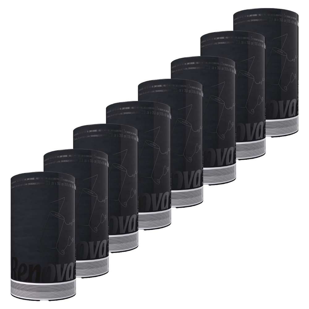 Paper Towel Jumbo Roll 2 Ply 120 Highly Absorbent Sheets Set of 3, 6 or 8 (8 Rolls, Black)
