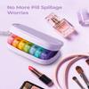 AMOOS Cute Pill Organizer 2 Times a Day, PU Leather Pill Case for Women, Portable Weekly Pill Box for Purse with Storage Bag to Hold Vitamins, Medications, Fish Oils, Supplements (Purple) view 2