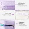 AMOOS Cute Pill Organizer 2 Times a Day, PU Leather Pill Case for Women, Portable Weekly Pill Box for Purse with Storage Bag to Hold Vitamins, Medications, Fish Oils, Supplements (Purple) view 4