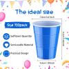 Yinkin 100 Pcs 9oz Halloween Disposable Plastic Cups Cold Drinking Cups for Birthday Party Wedding Wine Coffee Halloween Thanksgiving Christmas(Blue) view 2