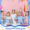 Yinkin 100 Pcs 9oz Halloween Disposable Plastic Cups Cold Drinking Cups for Birthday Party Wedding Wine Coffee Halloween Thanksgiving Christmas(Blue) view 3