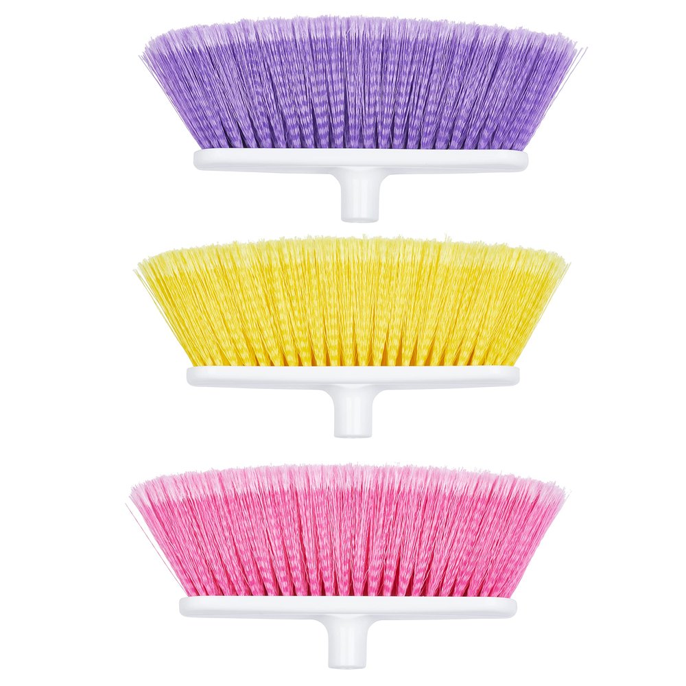 Soft Sweep Broom Heads Only (2 Fuchsia/2 Violet/2 Yellow, 6 Heads Total)