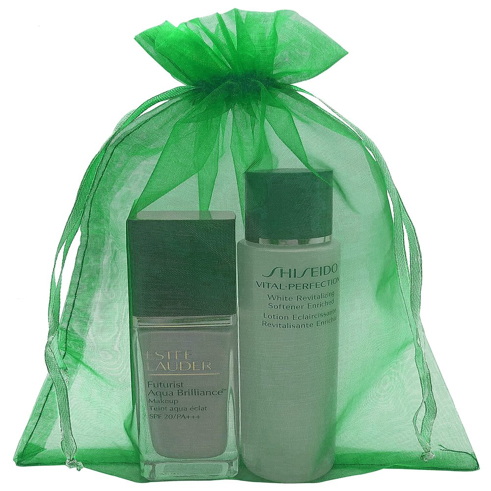 100pcs Green Orgaza Gift Bags 6X9 Inch Small Mesh Drawstring Jewelry Pouch for St.Patricks Day Christmas Party Favor Goodie Candy Bag Fruit Protection Bags