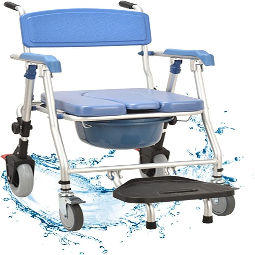 BLOHDI Toilet Shower Chair,Folding Removable Potty Chair with Non-Slip Feet,Adult Shower Chair with Armrest for Disabled Seniors