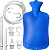 Enema Bag 2L Home Enema Kit with 2 Enema Tips,60 inch Long Silicone Hose, Controlable Water Flow Valve, Hot-Water Bottle for Colon Cleansing Enemas for Women/MenBlue view 1