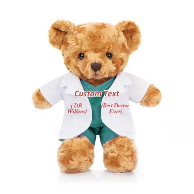 Personalized Teddy Bear with Custom Text/Blessing, Bear Stuffed Animal Plush as Nurse Gift/Doctor Gift for Women/Men, Personalized Gift for Nurse/Doctor/Medical Student Graduation (10IN-Doctor 2)