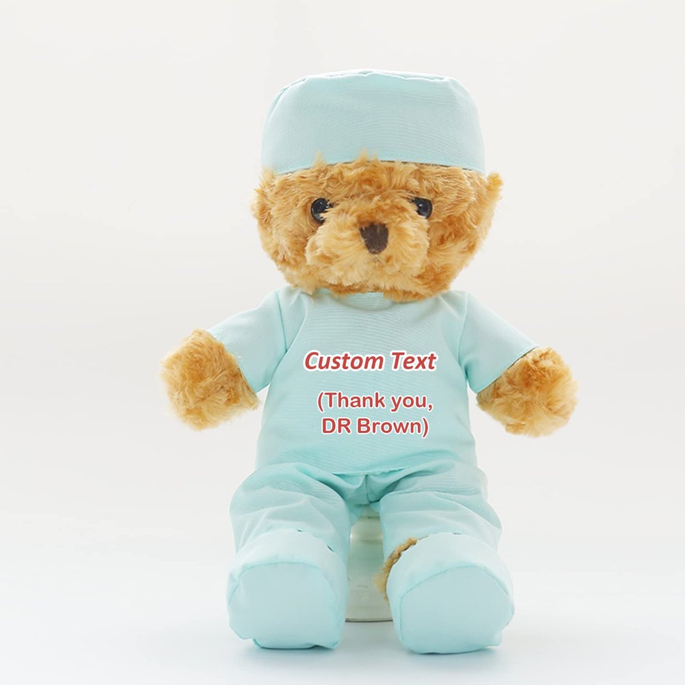 Personalized Teddy Bear with Custom Text/Blessing, Bear Stuffed Animal Plush as Nurse Gift/Doctor Gift for Women/Men, Personalized Gift for Nurse/Doctor/Medical Student Graduation (8IN-Doctor 5)
