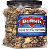Fun & Delish Caramel Chocolate Popcorn by Its Delish, 16 Oz Jumbo Container - Festive Caramel and Chocolate Sweet Crunchy Popcorn Topped with Sprinkles of White Nonpareils - Air popped, Vegan, Kosher view 1