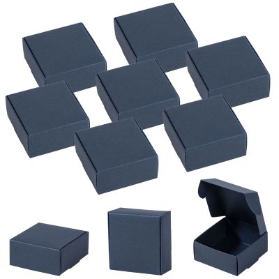 Sdootjewelry Mini Cardboard Boxes, 2.16 2.16 0.98 Mini Boxes, Jewelry Boxes Packaging 100 Packs, Navy Blue Kraft Boxes for Ring Earrings