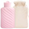 1 Liter Microwaveable Silicone Hot Water Bottle with Cover, MEETRUE Innovative BPA-Free Silicone Hot Water Bag Hot Water Bottles for Pain Relief, Hot & Cold Therapies-Gift for Women Children Elderly view 1