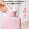 1 Liter Microwaveable Silicone Hot Water Bottle with Cover, MEETRUE Innovative BPA-Free Silicone Hot Water Bag Hot Water Bottles for Pain Relief, Hot & Cold Therapies-Gift for Women Children Elderly view 2
