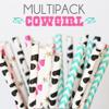 100 pcs Mixed Party Paper Straws Bulk, Blue Pink Gold Mint Black Red Lilac Drinking Straws, Birthday Baby Bridal Shower Wedding Christmas New Year Cake Pop Sticks (Cowgirl) view 2