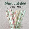 100 pcs Mixed Party Paper Straws Bulk, Blue Pink Gold Mint Black Red Lilac Drinking Straws, Birthday Baby Bridal Shower Wedding Christmas New Year Cake Pop Sticks (Mint Jubilee) view 2