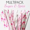 100 pcs Mixed Party Paper Straws Bulk, Blue Pink Gold Mint Black Red Lilac Drinking Straws, Birthday Baby Bridal Shower Wedding Christmas New Year Cake Pop Sticks (Sugar Spice) view 2