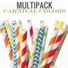 100 pcs Mixed Party Paper Straws Bulk, Blue Pink Gold Mint Black Red Lilac Drinking Straws, Birthday Baby Bridal Shower Wedding Christmas New Year Cake Pop Sticks (Carnival Colors) view 2