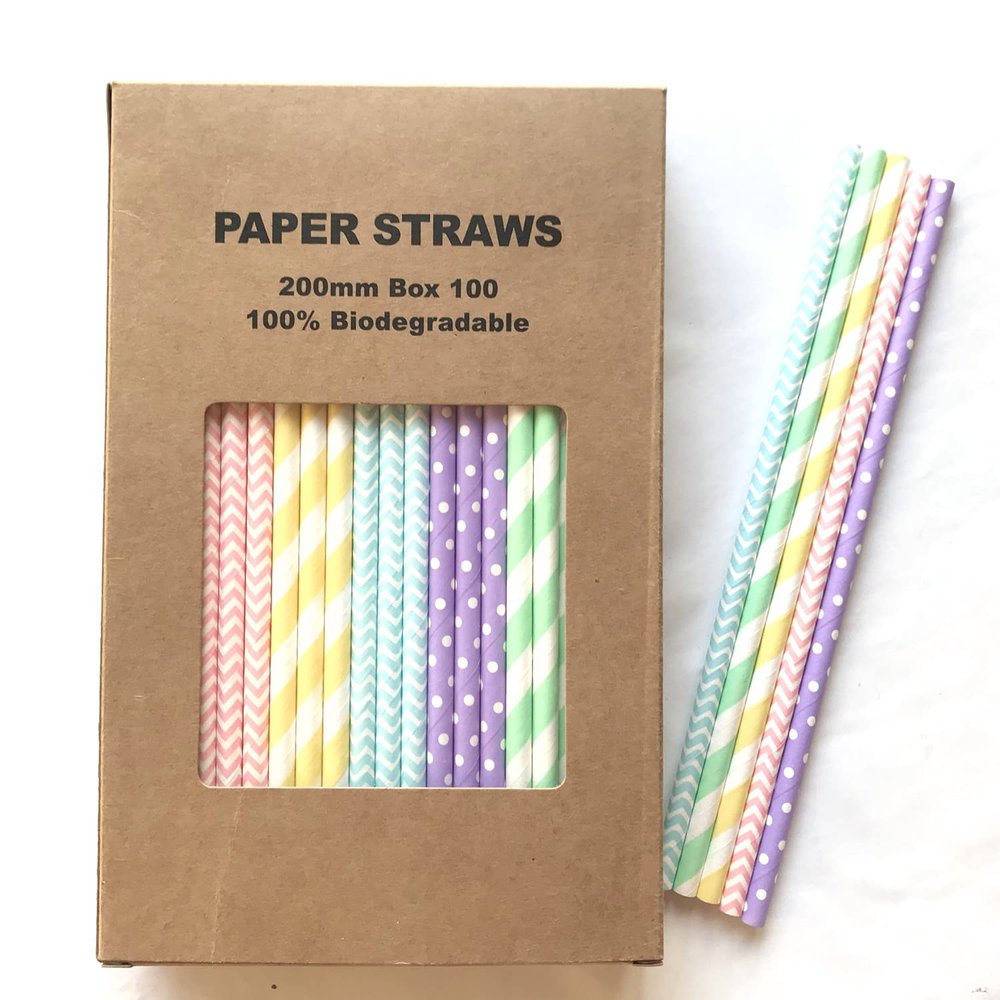 100 pcs Mixed Party Paper Straws Bulk, Blue Pink Gold Mint Black Red Lilac Drinking Straws, Birthday Baby Bridal Shower Wedding Christmas New Year Cake Pop Sticks (Pastel Perfection)