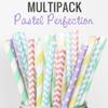 100 pcs Mixed Party Paper Straws Bulk, Blue Pink Gold Mint Black Red Lilac Drinking Straws, Birthday Baby Bridal Shower Wedding Christmas New Year Cake Pop Sticks (Pastel Perfection) view 2