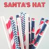 100 pcs Mixed Party Paper Straws Bulk, Blue Pink Gold Mint Black Red Lilac Drinking Straws, Birthday Baby Bridal Shower Wedding Christmas New Year Cake Pop Sticks (Santa's Hat) view 2