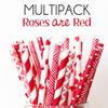 100 pcs Mixed Party Paper Straws Bulk, Blue Pink Gold Mint Black Red Lilac Drinking Straws, Birthday Baby Bridal Shower Wedding Christmas New Year Cake Pop Sticks (Roses Are Red) view 2